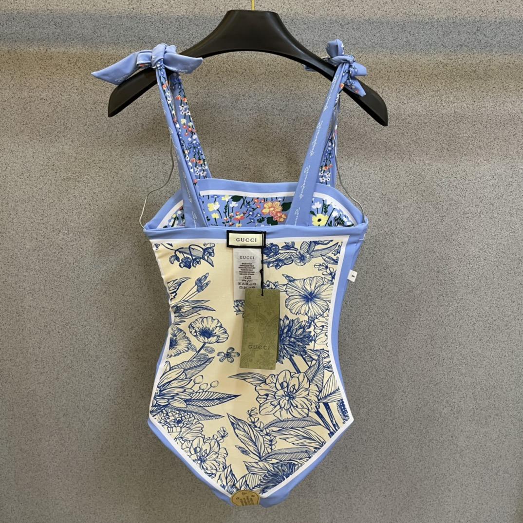 Gucci Visual Mood Reversible Tie-shoulder One Piece Swimsuit - 