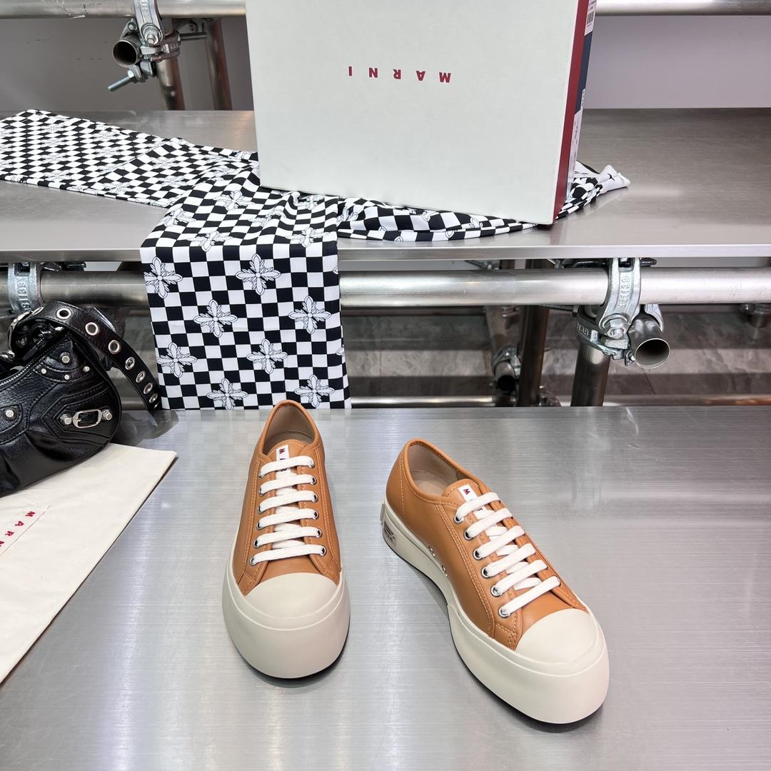 Marni Brown nappa Leather Pablo Lace-up Sneaker - PerfectKickZ