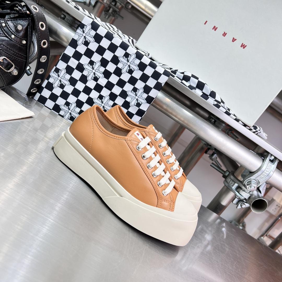 Marni Brown nappa Leather Pablo Lace-up Sneaker - PerfectKickZ
