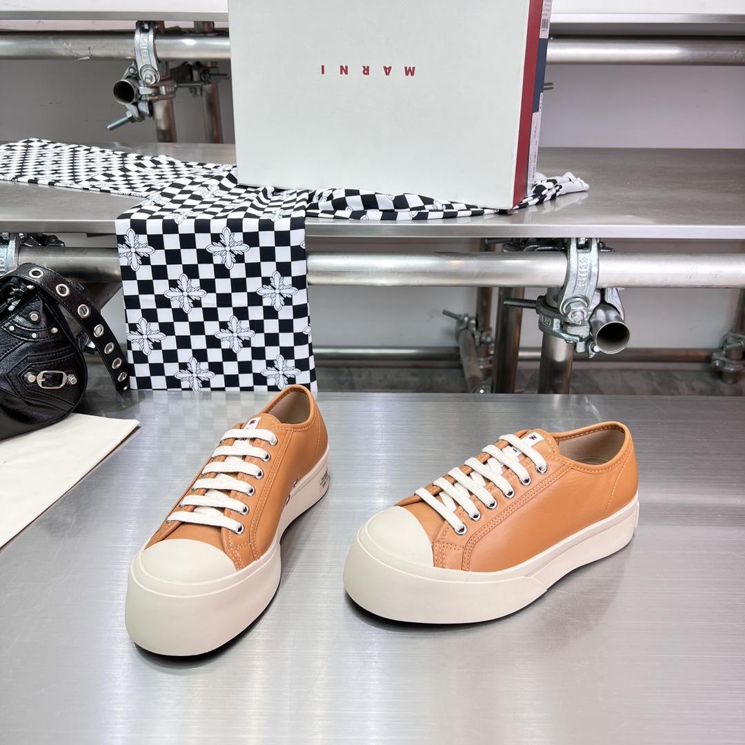 Marni Brown nappa Leather Pablo Lace-up Sneaker - PerfectKickZ