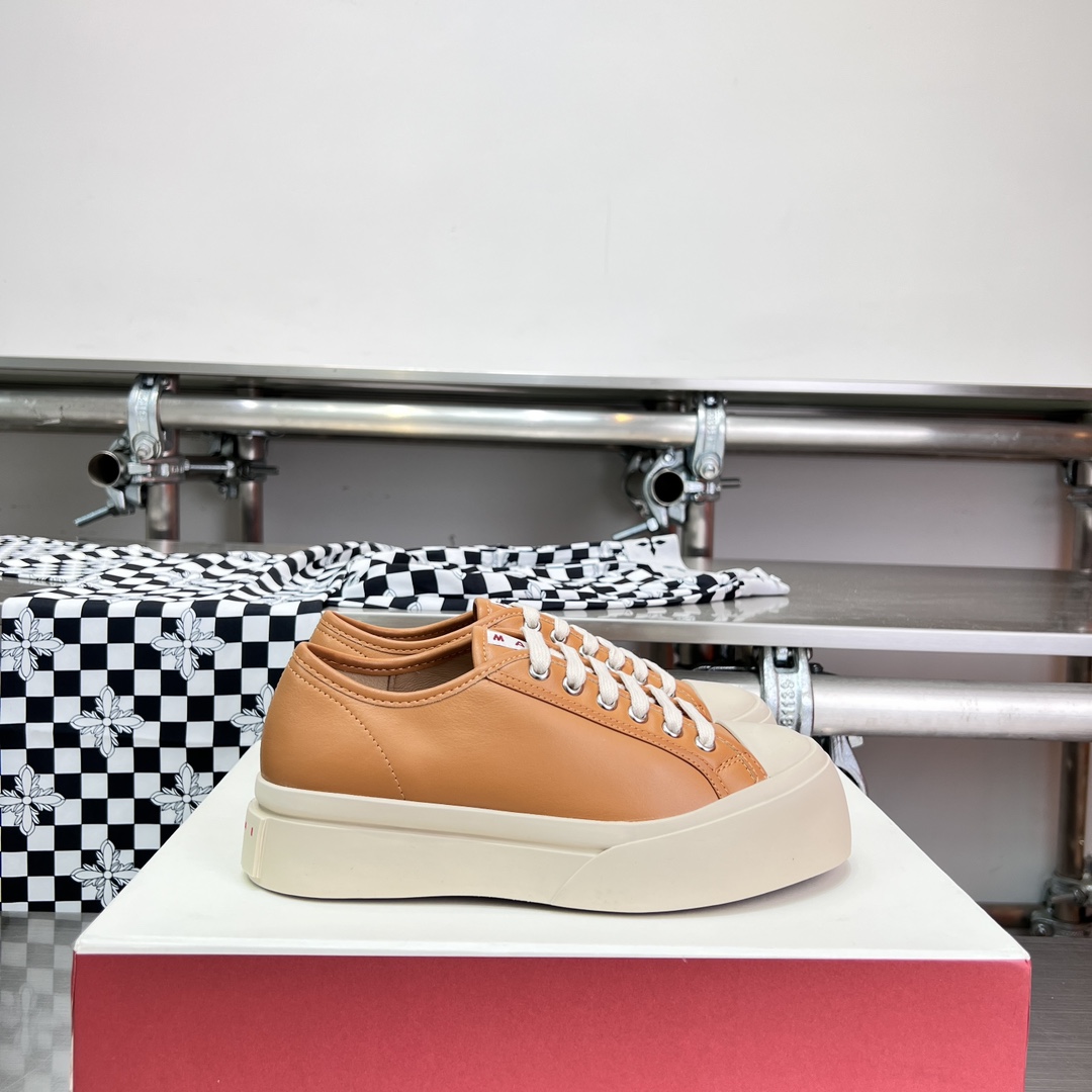 Marni Brown nappa Leather Pablo Lace-up Sneaker - PerfectKickZ