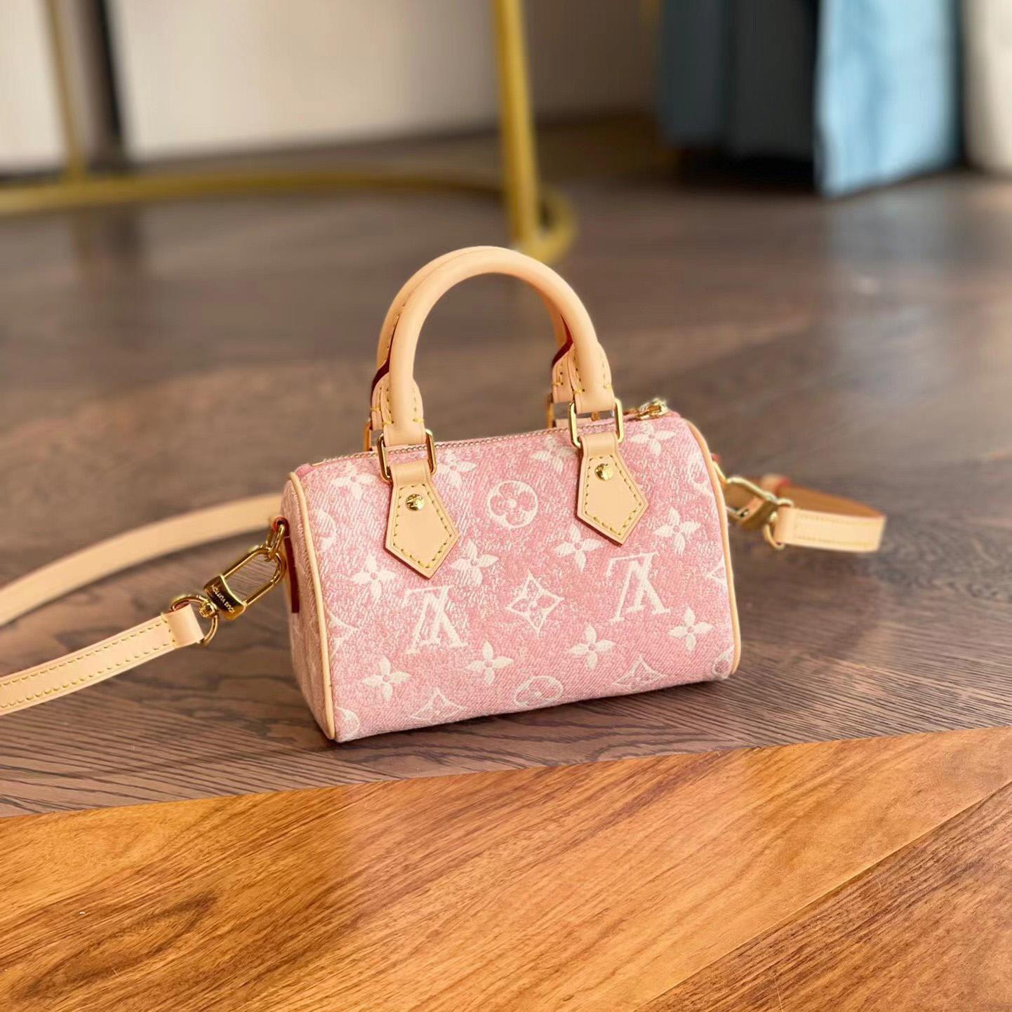 Louis Vuitton Nano Speedy Denim Jacquard Pink(16*10cm)      - PerfectKickZ