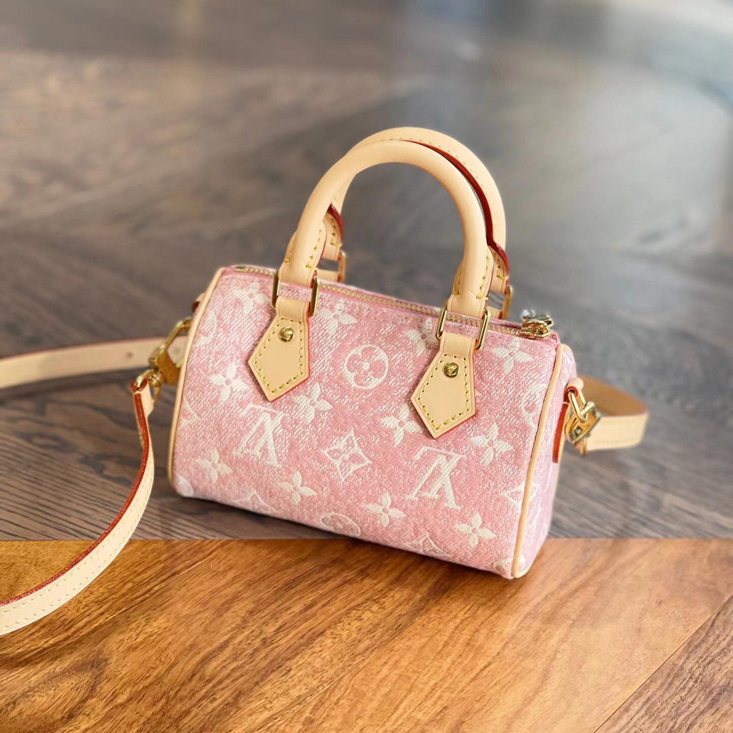 Louis Vuitton Nano Speedy Denim Jacquard Pink(16*10cm)      - PerfectKickZ