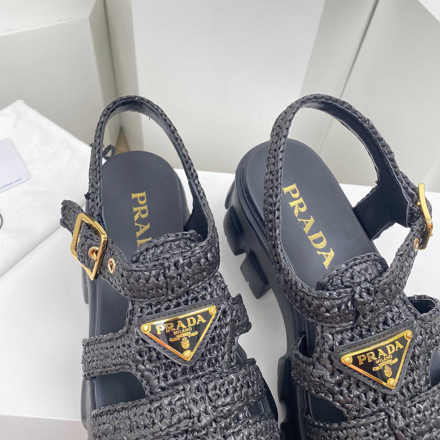 Prada Monolith Crochet Cage Sandals - PerfectKickZ