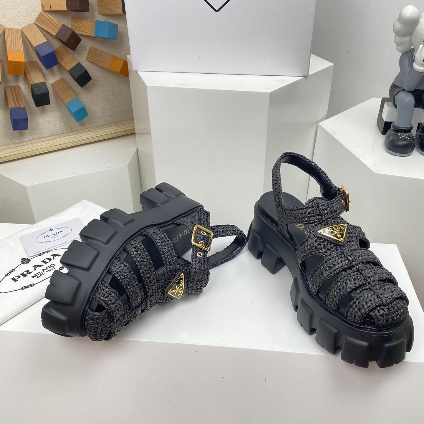 Prada Monolith Crochet Cage Sandals - PerfectKickZ