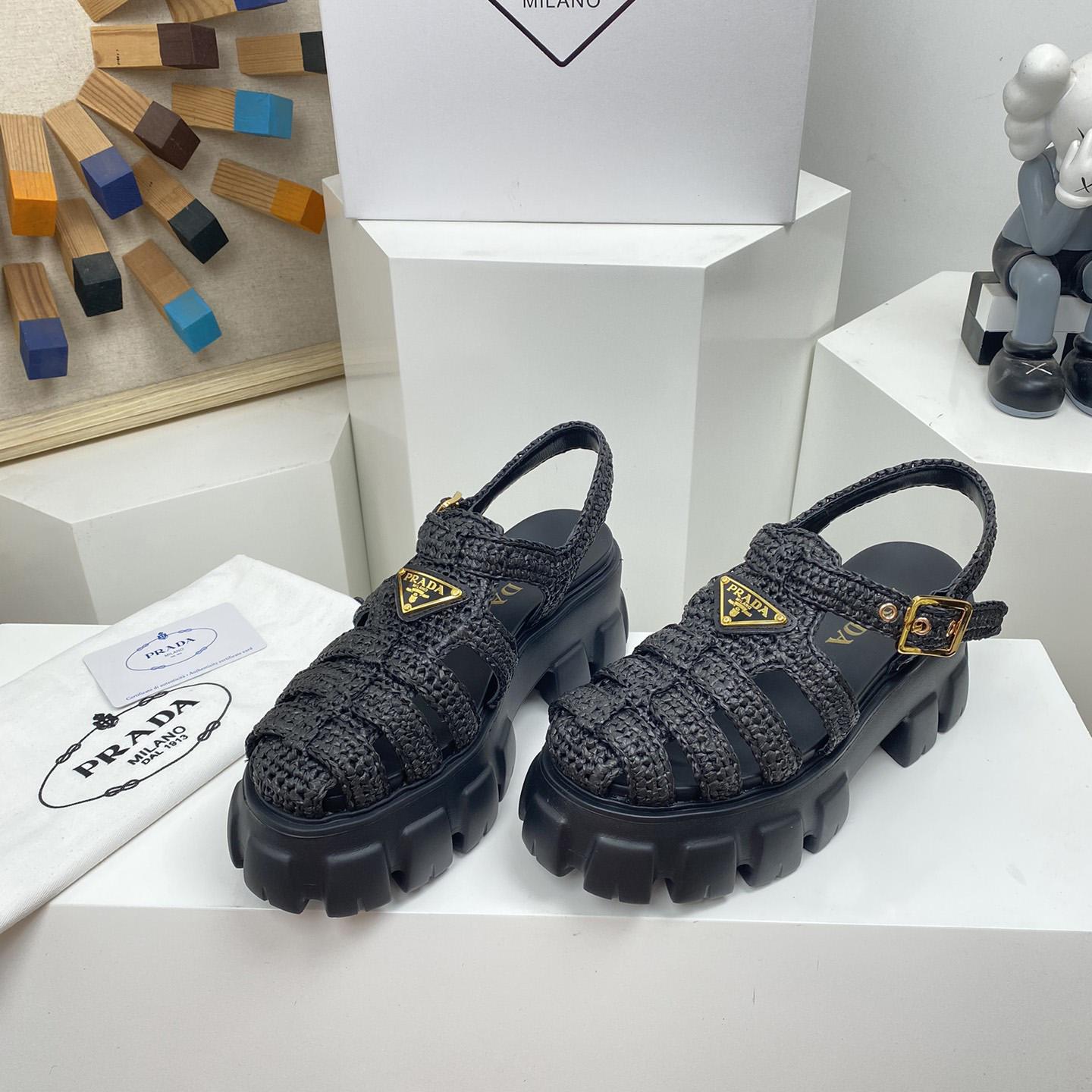 Prada Monolith Crochet Cage Sandals - PerfectKickZ