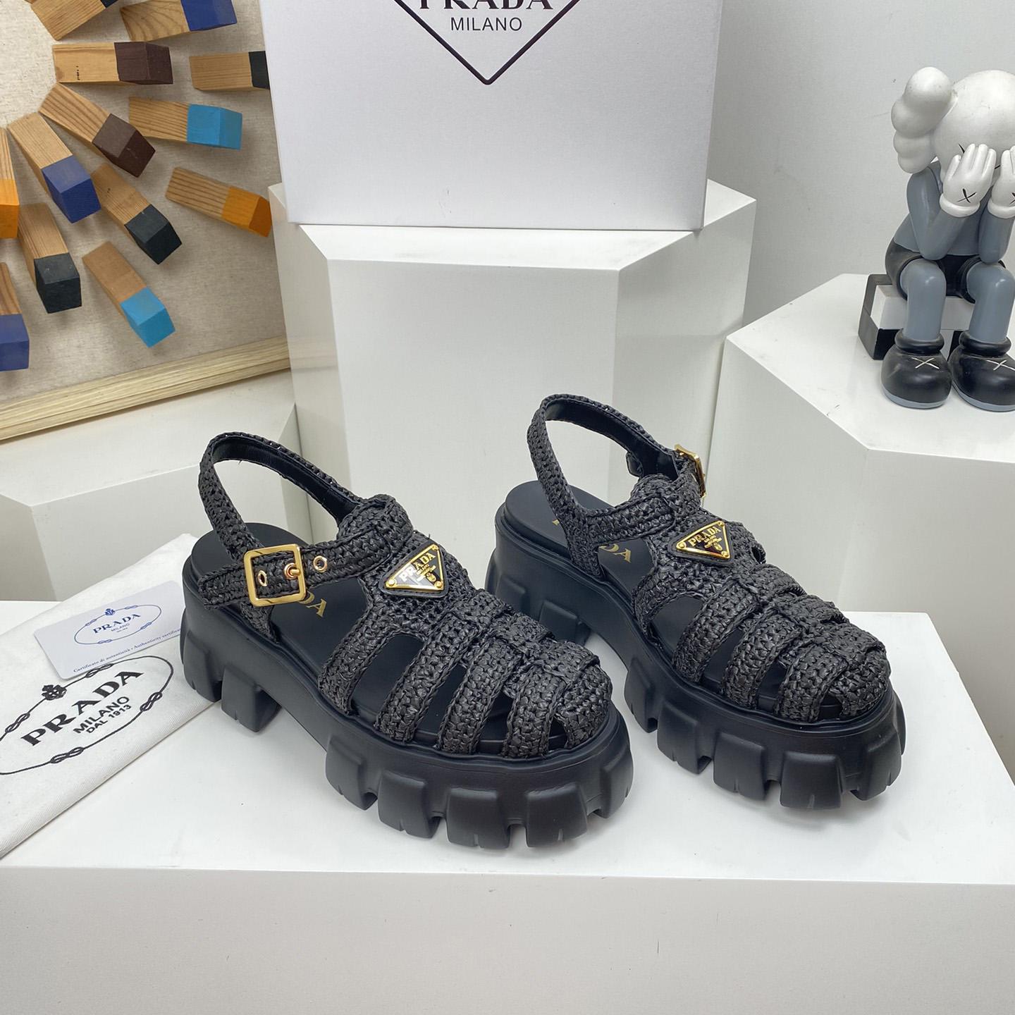 Prada Monolith Crochet Cage Sandals - PerfectKickZ