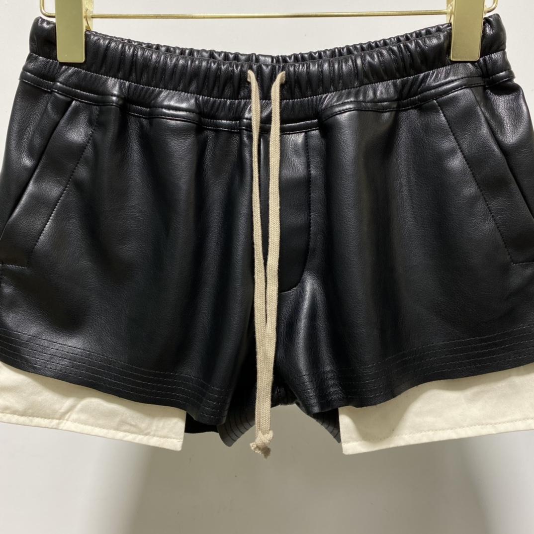 Rick Owens Black Boxer Leather Shorts - PerfectKickZ