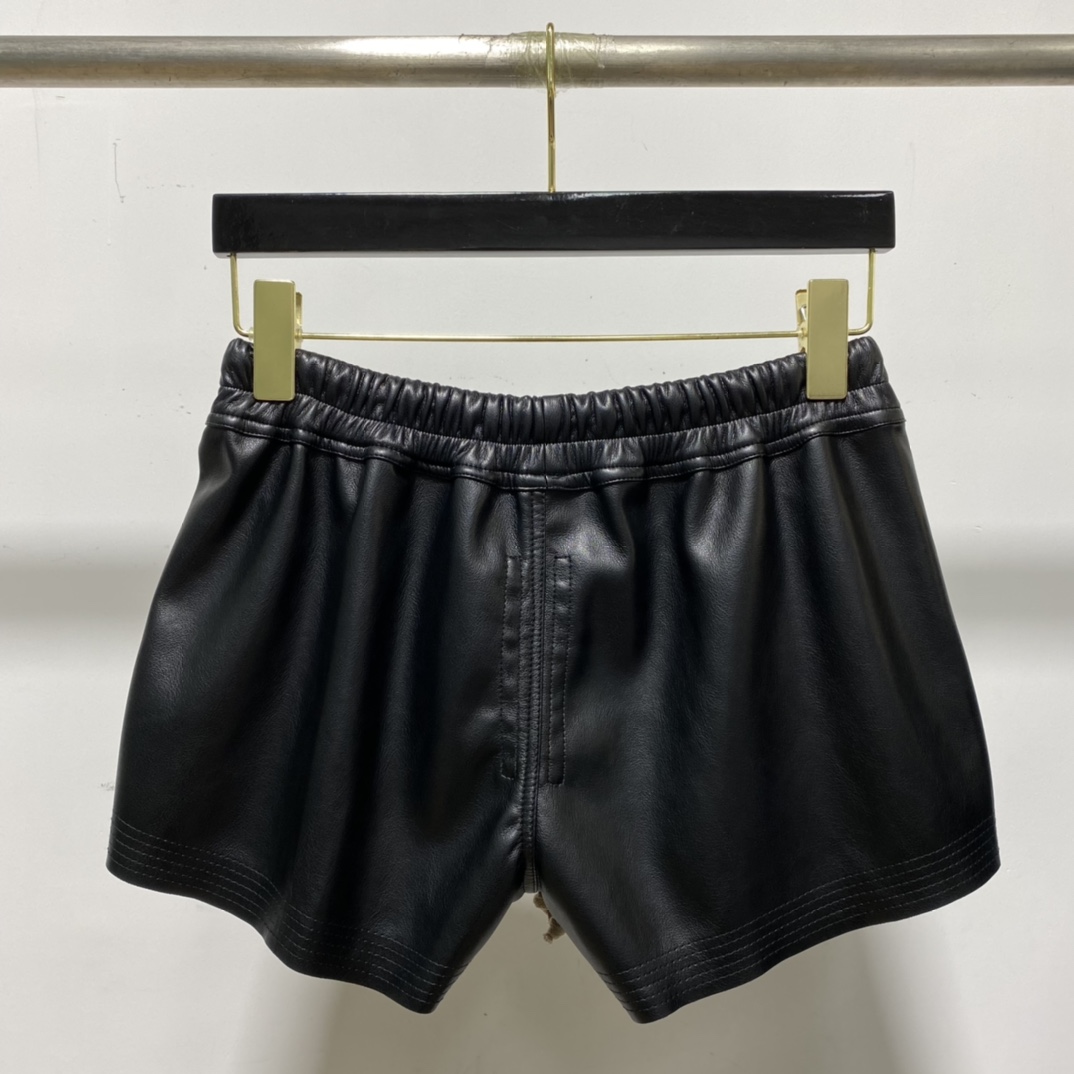 Rick Owens Black Boxer Leather Shorts - PerfectKickZ