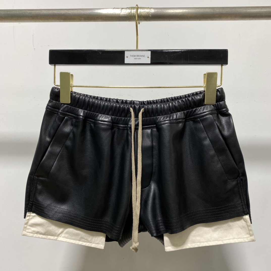 Rick Owens Black Boxer Leather Shorts - PerfectKickZ