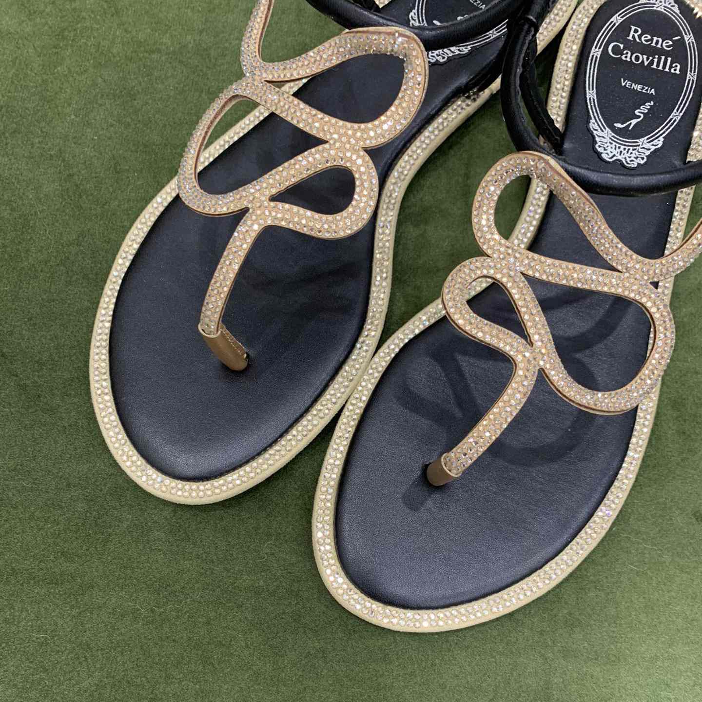 Rene Caovilla Snake Crystal Embellished Flat Sandals - PerfectKickZ