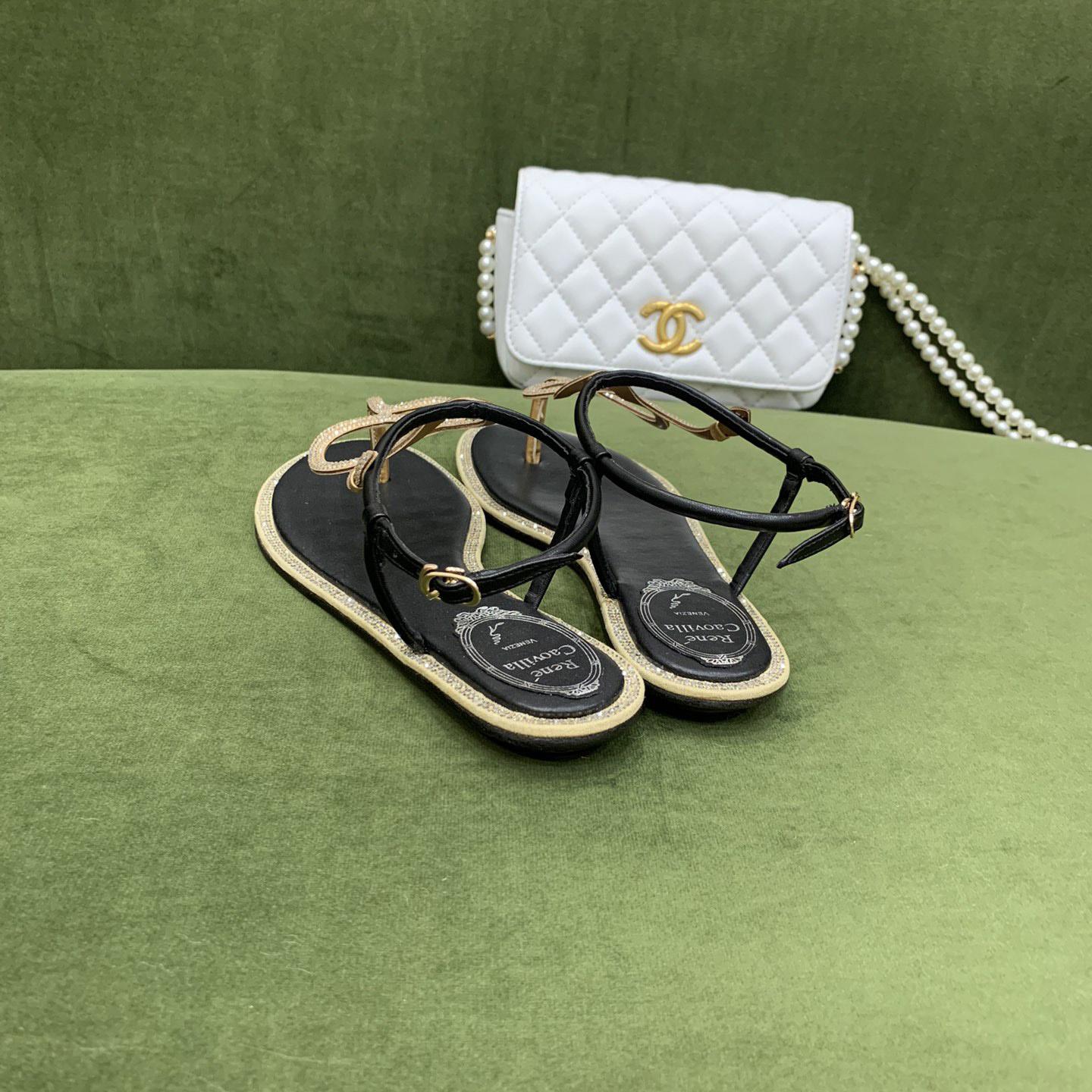 Rene Caovilla Snake Crystal Embellished Flat Sandals - PerfectKickZ