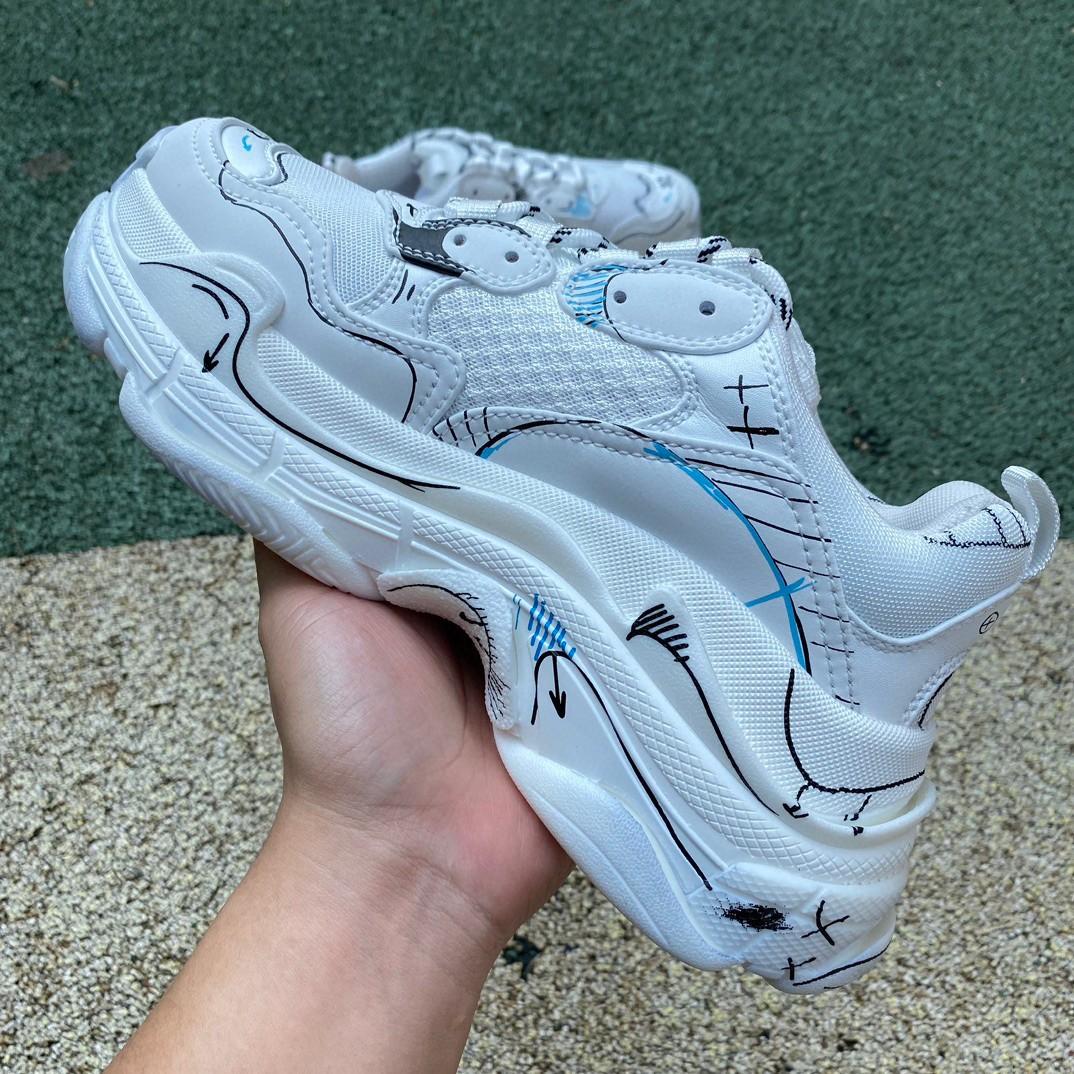 Balenciaga Triple S Sketch Sneaker In White - PerfectKickZ