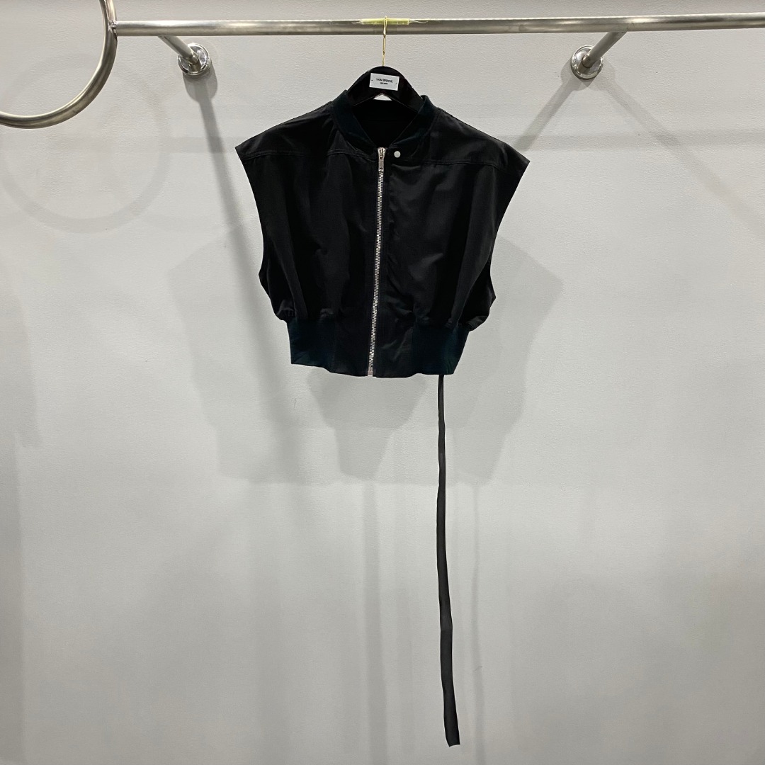 Rick Owens Drkshdw Black Sleeveless Cropped Bomber Jacket - PerfectKickZ