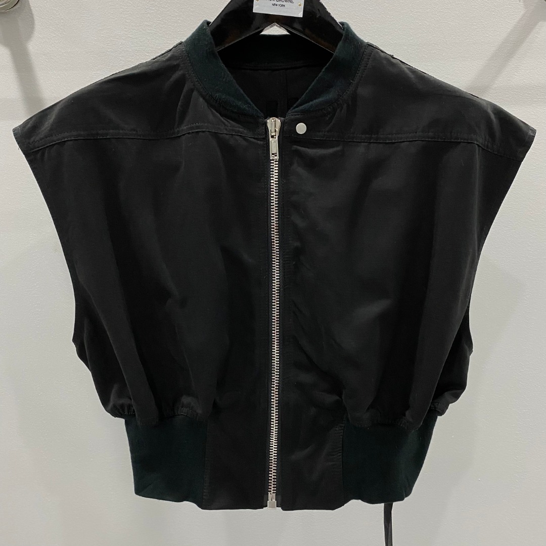 Rick Owens Drkshdw Black Sleeveless Cropped Bomber Jacket - PerfectKickZ
