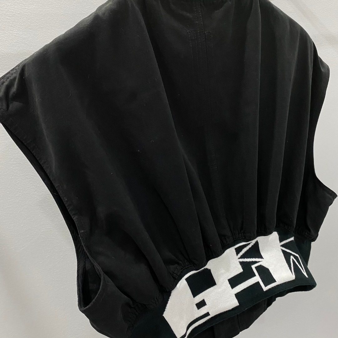 Rick Owens Drkshdw Black Sleeveless Cropped Bomber Jacket - PerfectKickZ
