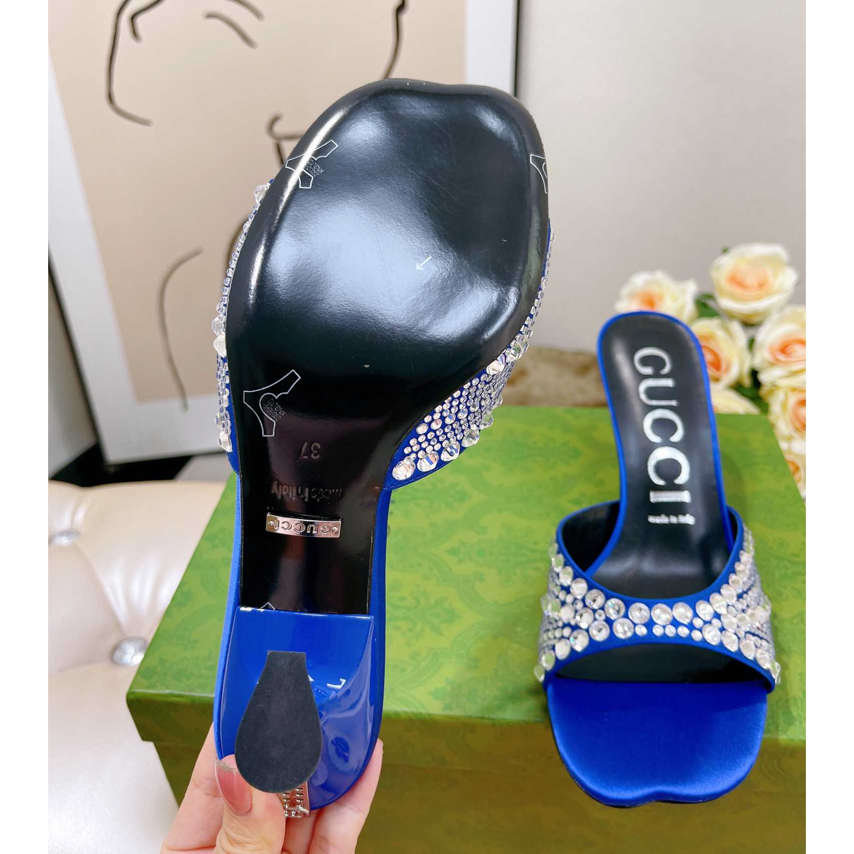 Gucci Women's Slide Sandal With Crystals - 