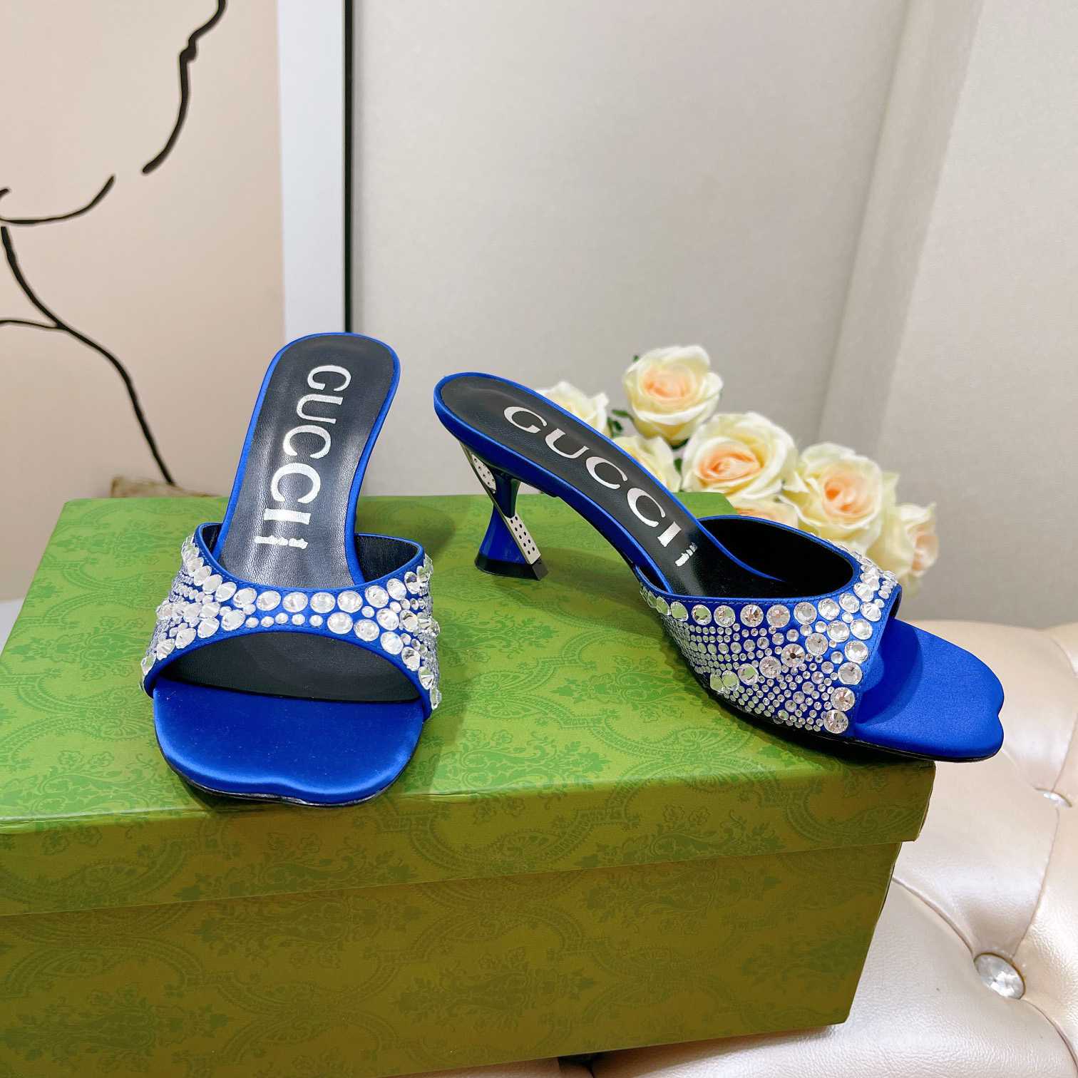 Gucci Women's Slide Sandal With Crystals - 