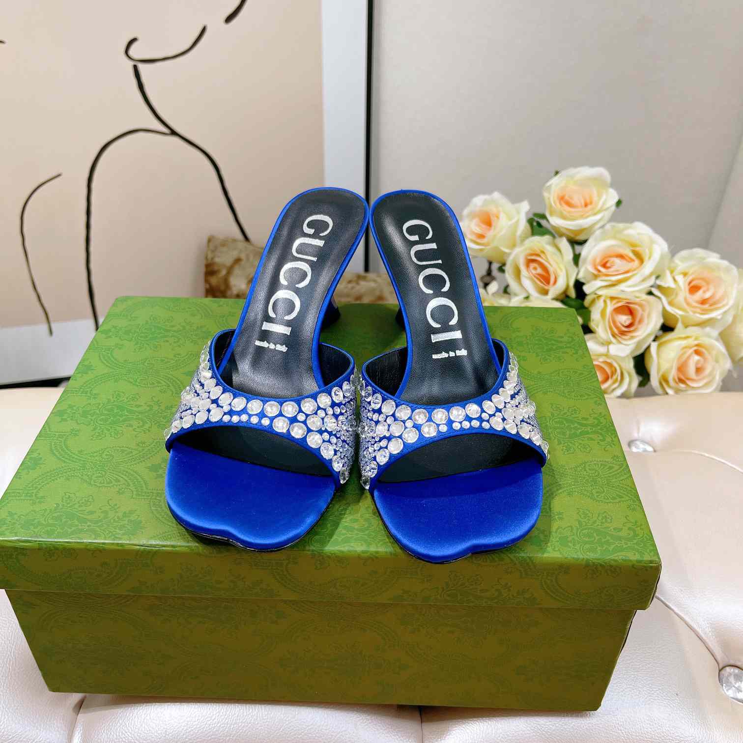 Gucci Women's Slide Sandal With Crystals - 