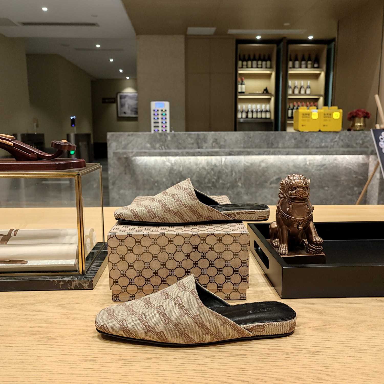 Balenciaga Women's Cosy Mule BB Monogram In Beige  - PerfectKickZ