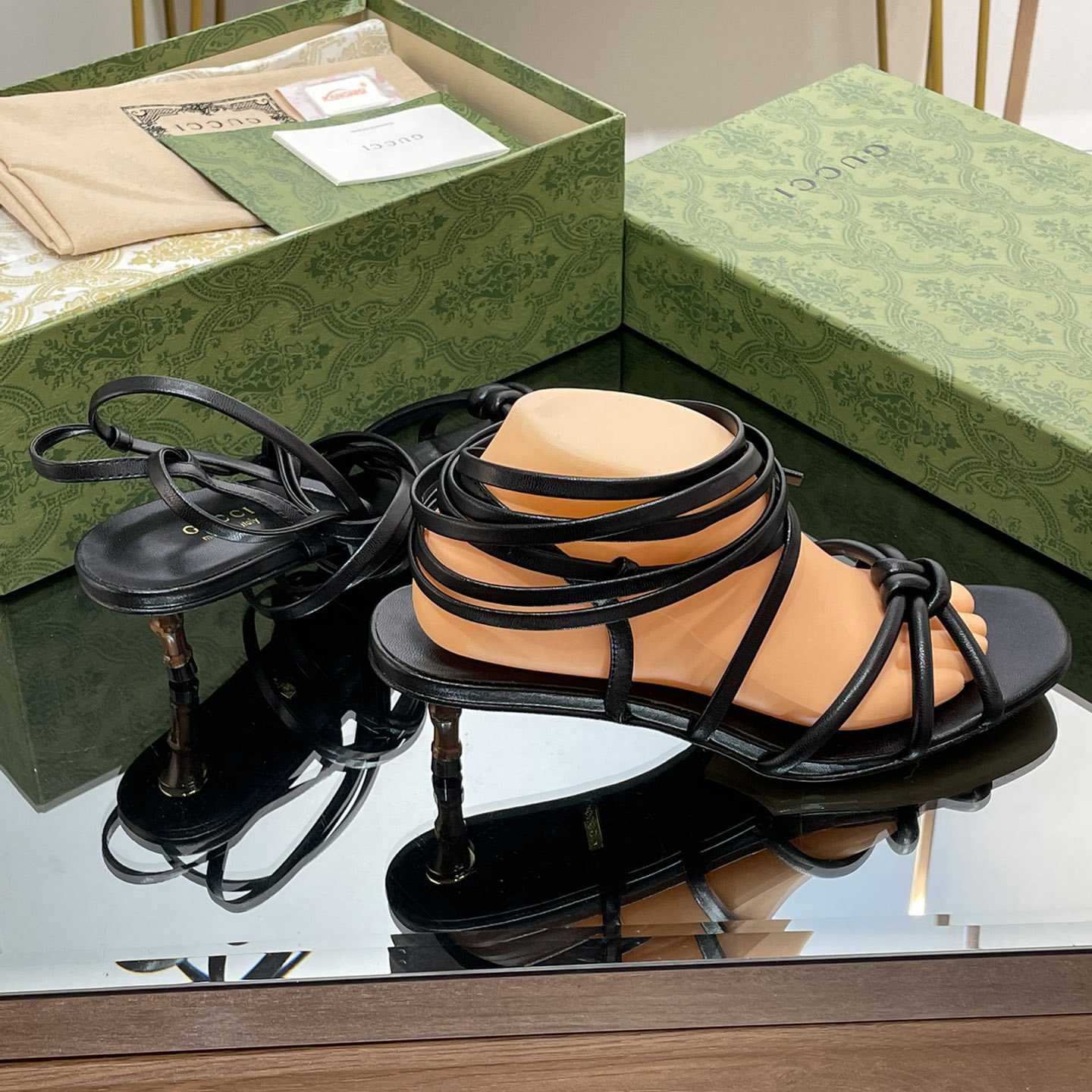 Gucci Women's Strappy Sandal With Bamboo - PerfectKickZ