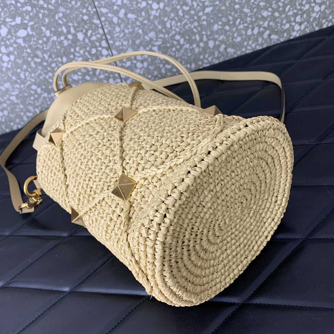 Valenti  Roman Stud Raffia Bucket Bag - PerfectKickZ