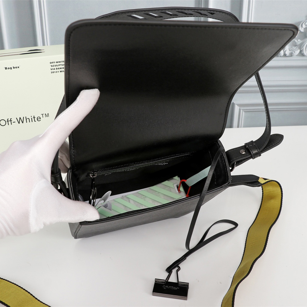 Off white Leather Cross Body Bag (18-16-9cm) - PerfectKickZ