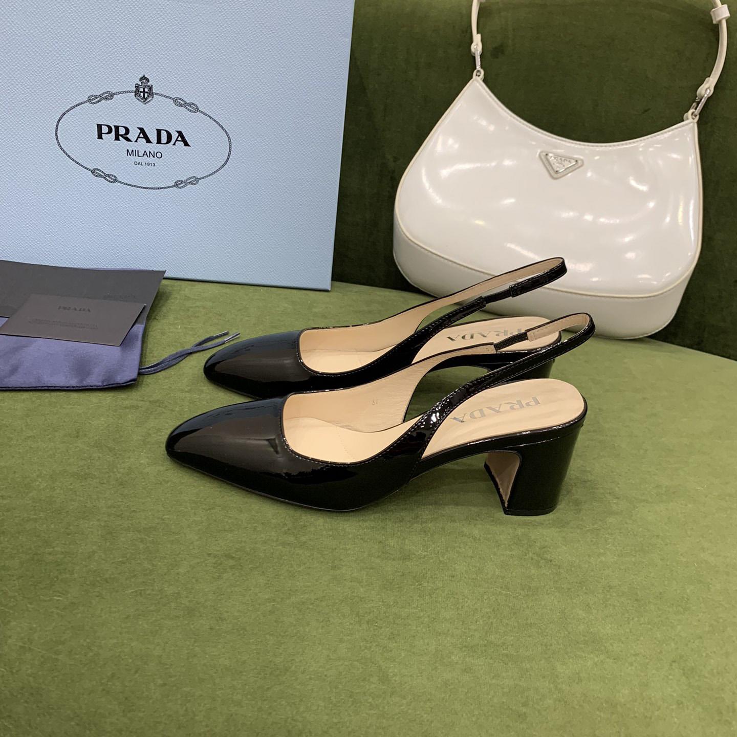 Prada Patent-leather Slingback Pumps - PerfectKickZ