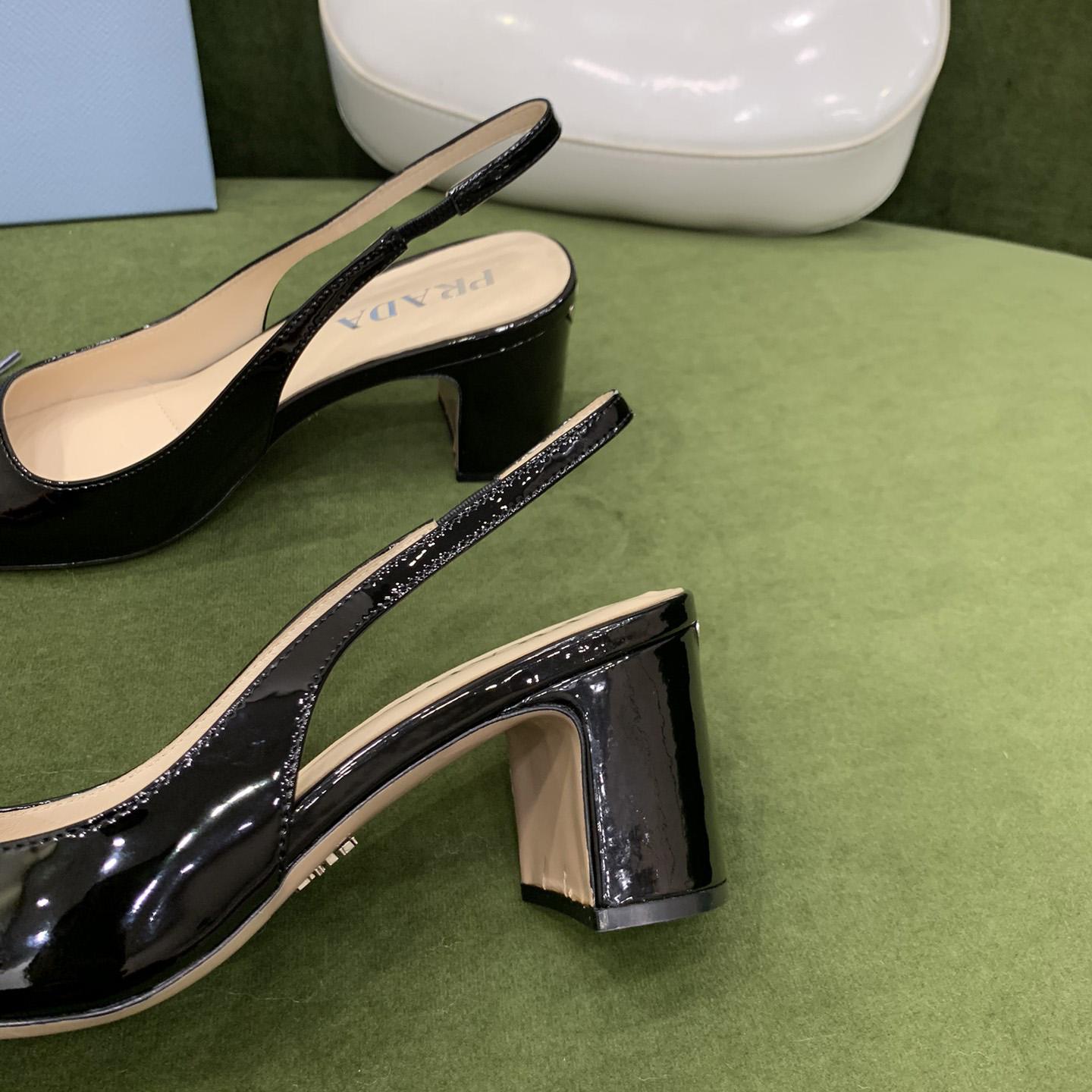 Prada Patent-leather Slingback Pumps - 