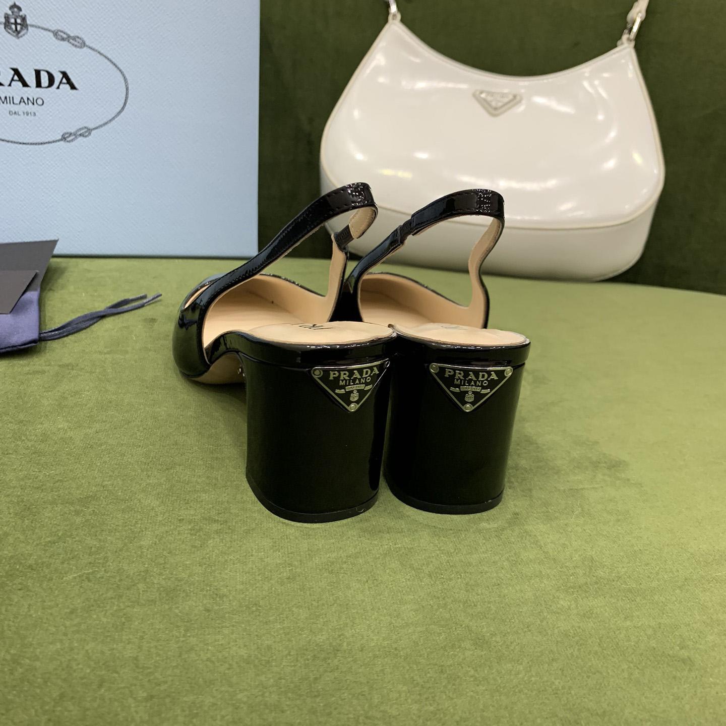 Prada Patent-leather Slingback Pumps - 