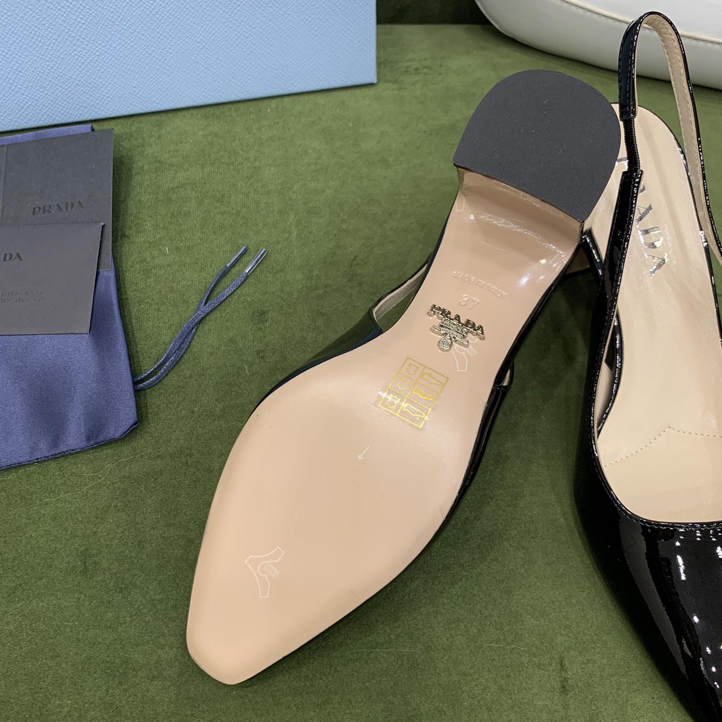 Prada Patent-leather Slingback Pumps - 