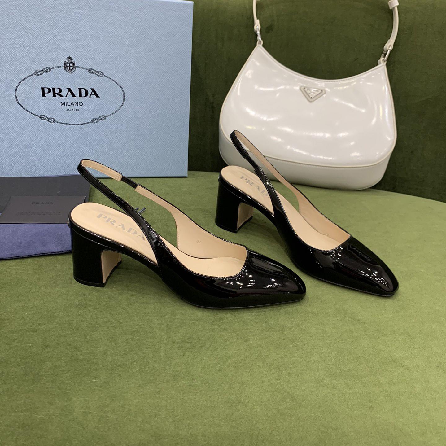 Prada Patent-leather Slingback Pumps - PerfectKickZ
