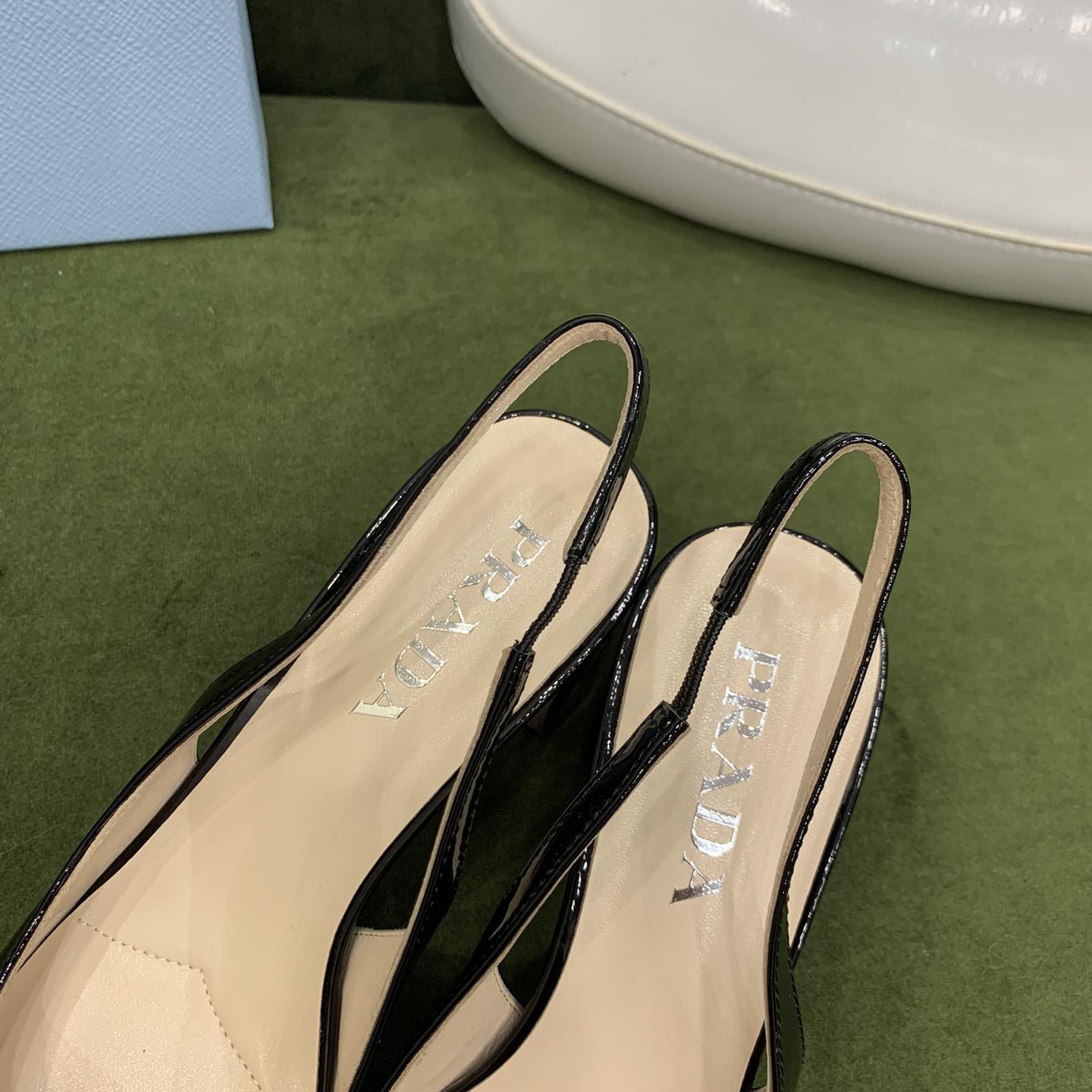 Prada Patent-leather Slingback Pumps - 