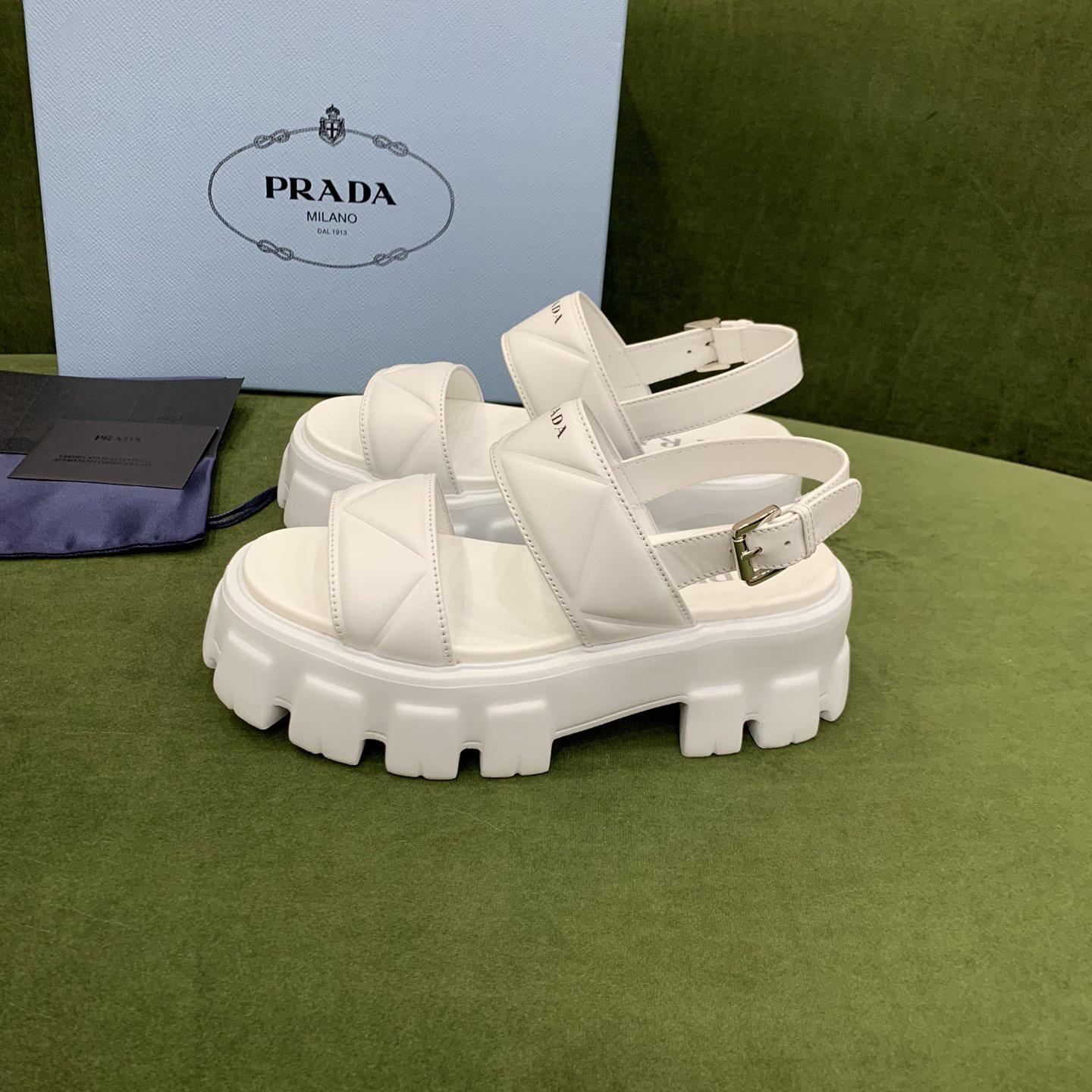 Prada Monolith Leather Sandals - PerfectKickZ