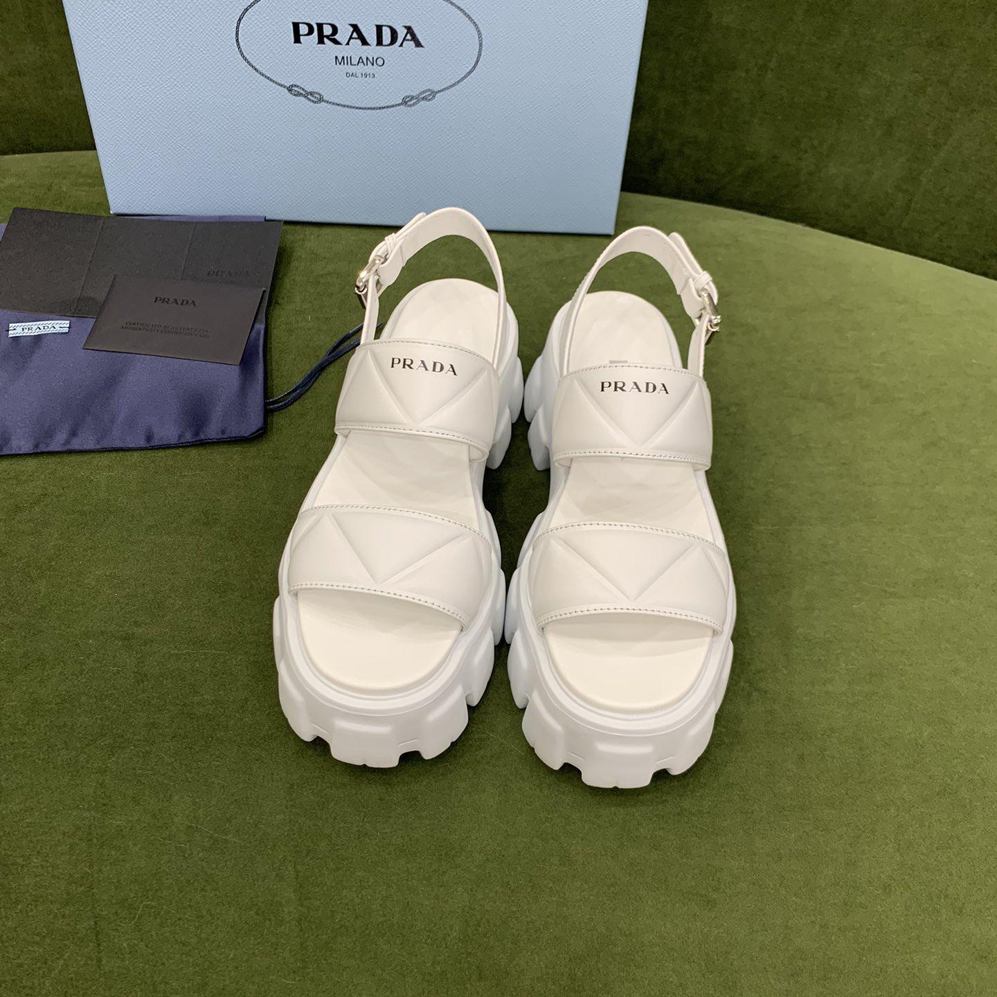 Prada Monolith Leather Sandals - PerfectKickZ