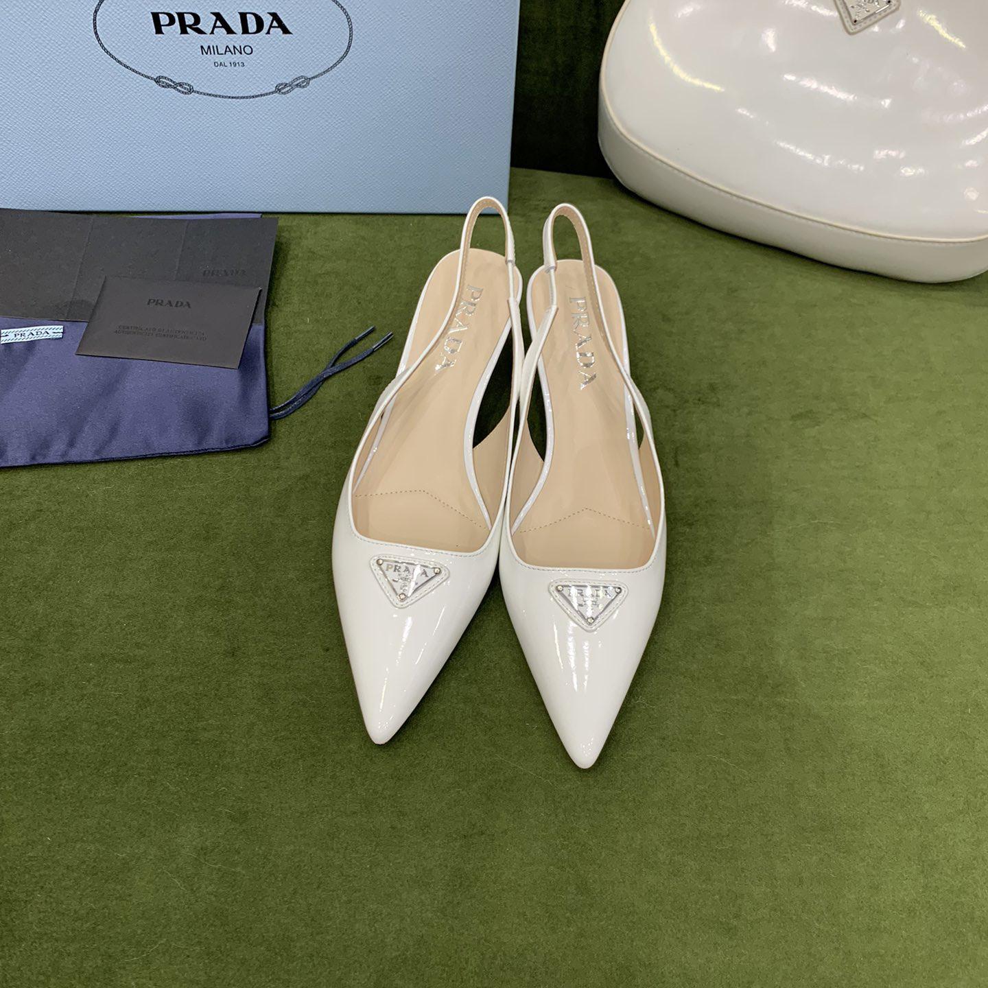 Prada Patent-leather Slingback Pumps - PerfectKickZ