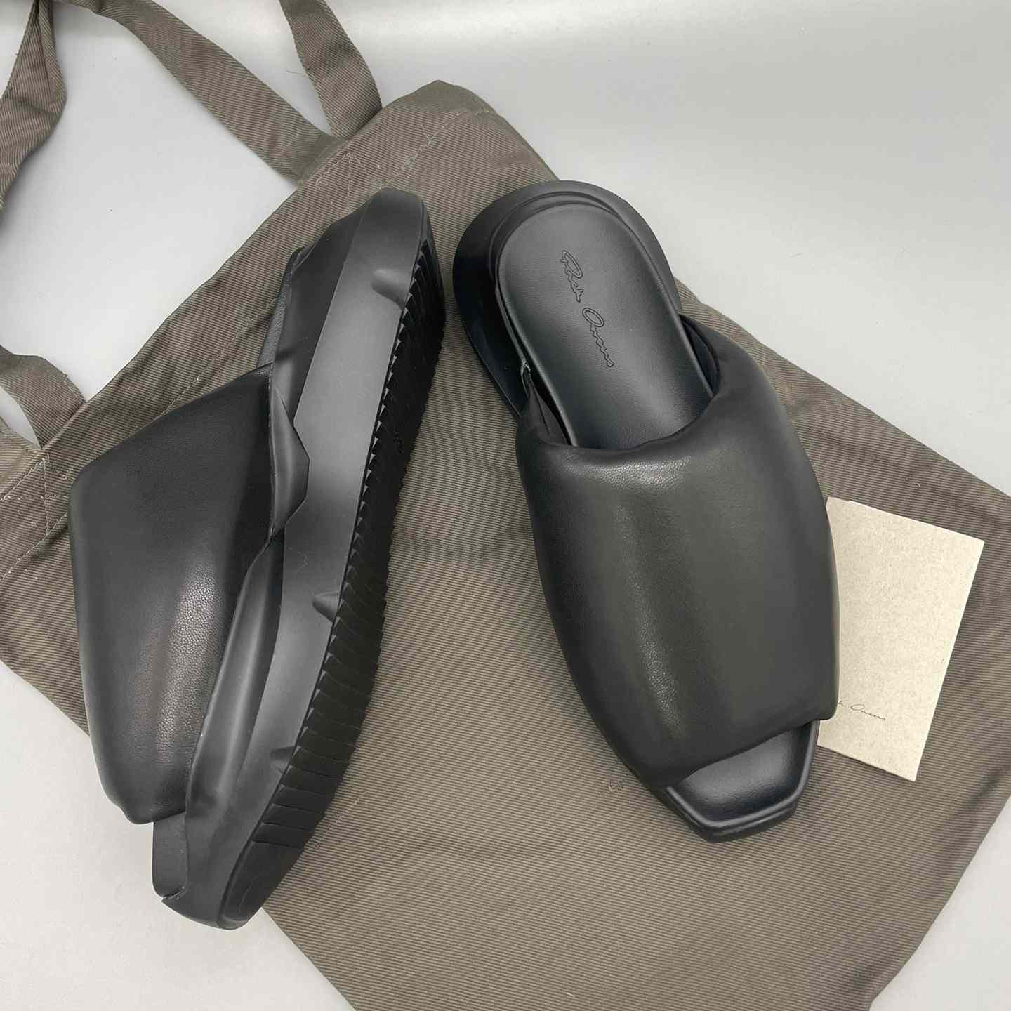 Rick Owens SS23 Edfu Geth Puffer Slide In Black - 