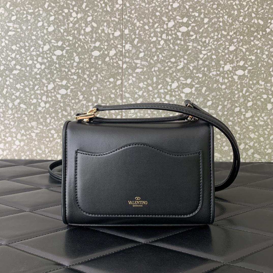 Valenti Small VLogo Type Shoulder Bag In Calfskin - 