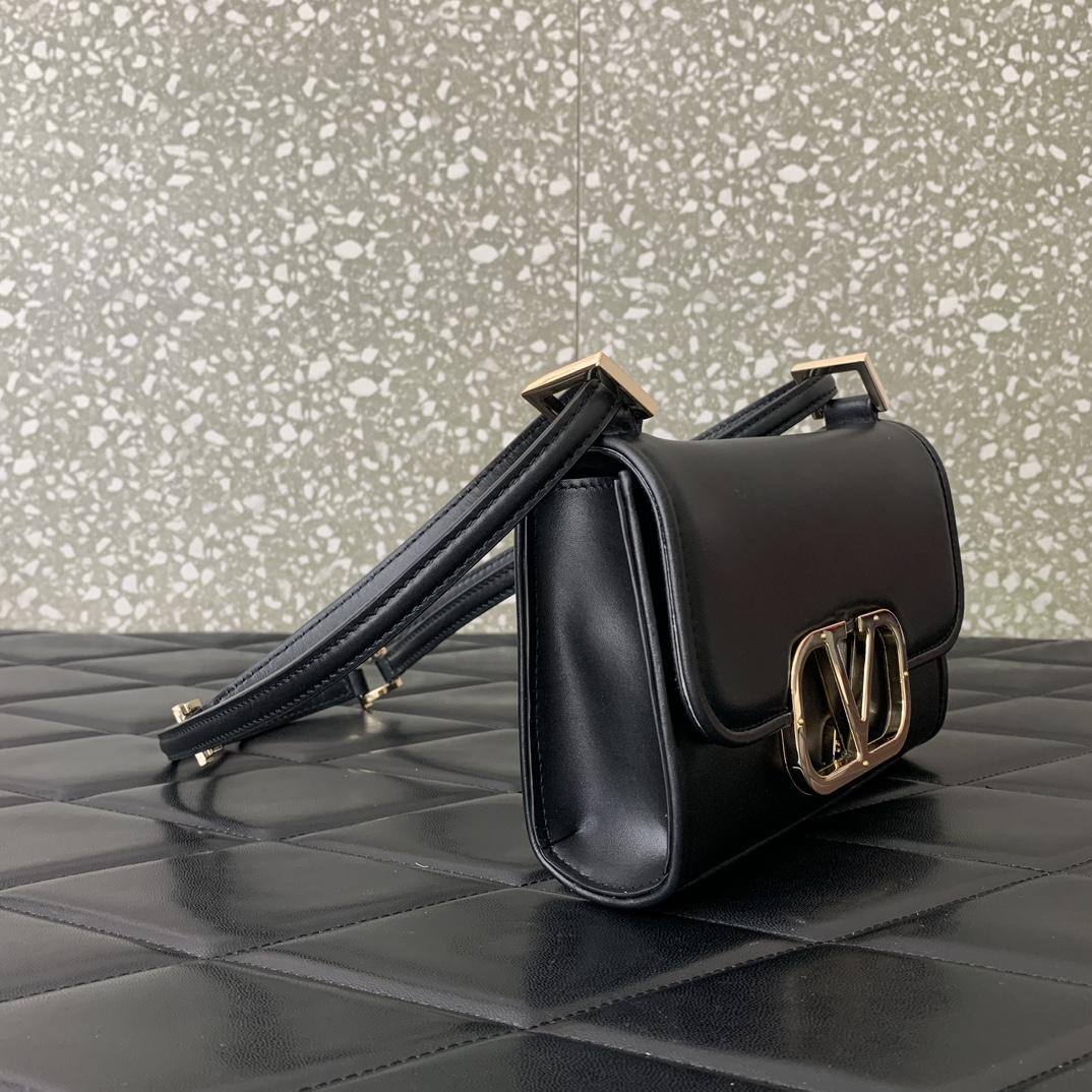Valenti Small VLogo Type Shoulder Bag In Calfskin - 