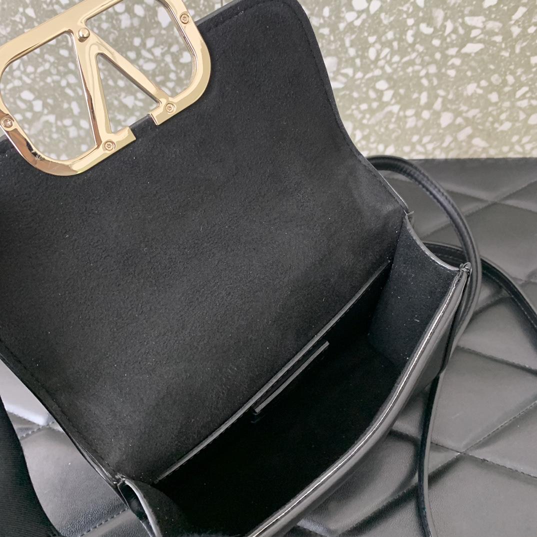Valenti Small VLogo Type Shoulder Bag In Calfskin - 