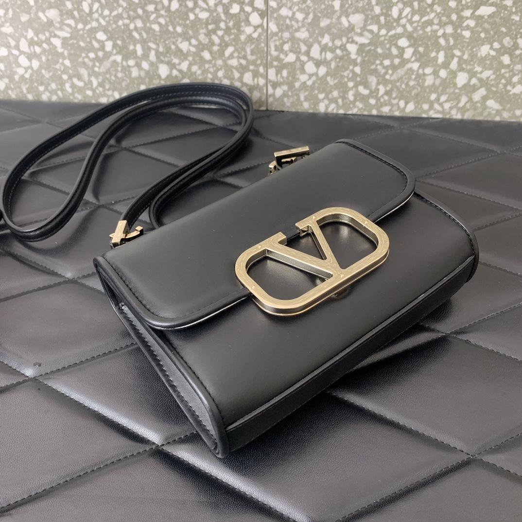 Valenti Small VLogo Type Shoulder Bag In Calfskin - 