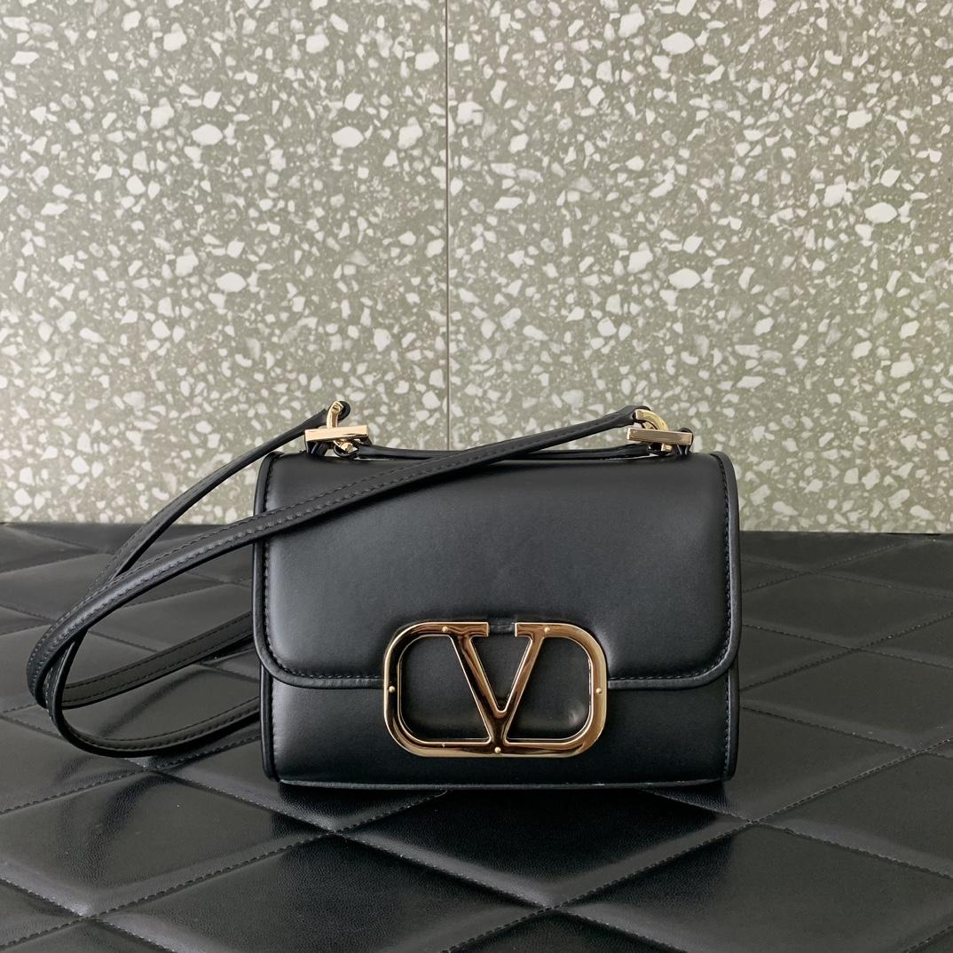 Valenti Small VLogo Type Shoulder Bag In Calfskin
