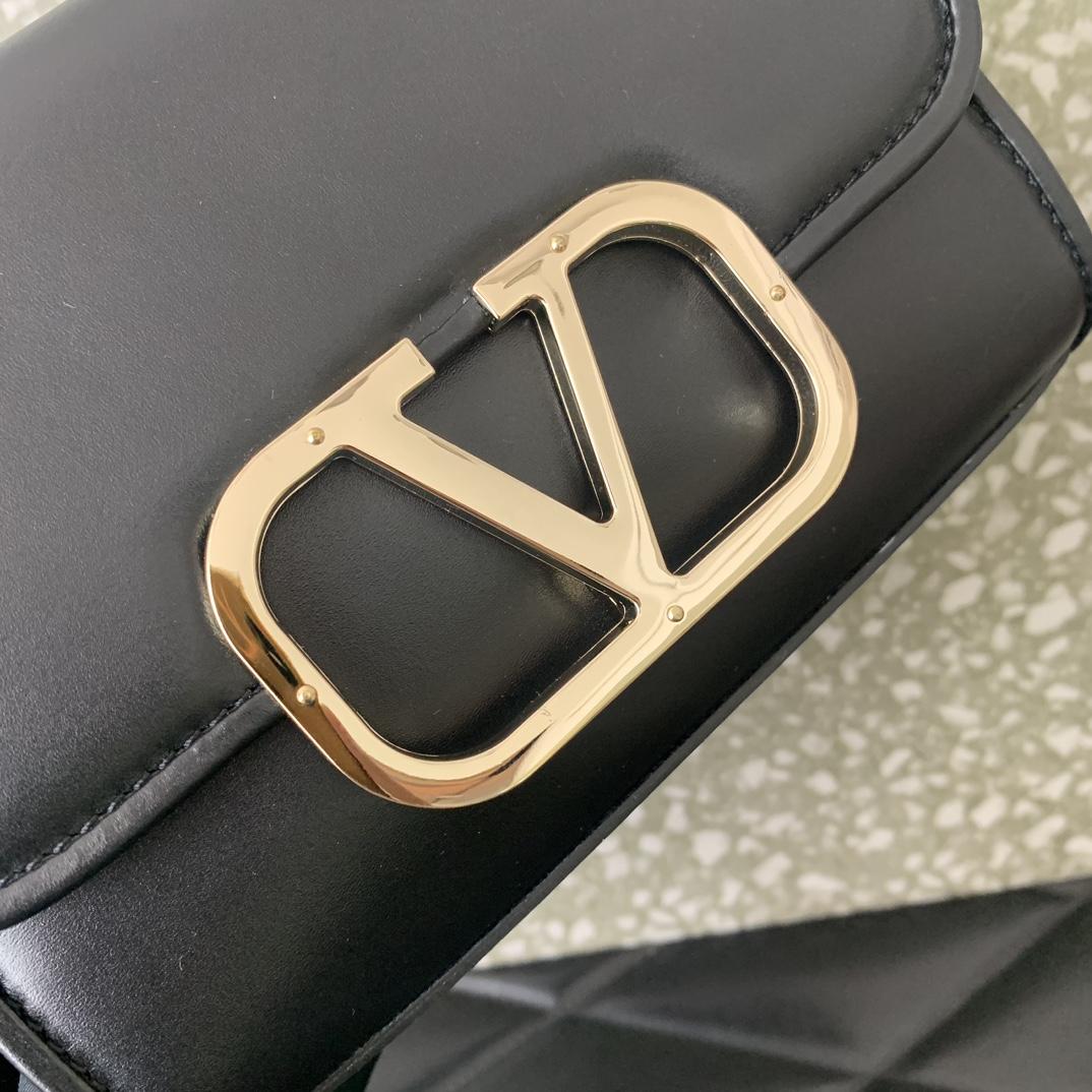Valenti Small VLogo Type Shoulder Bag In Calfskin - 
