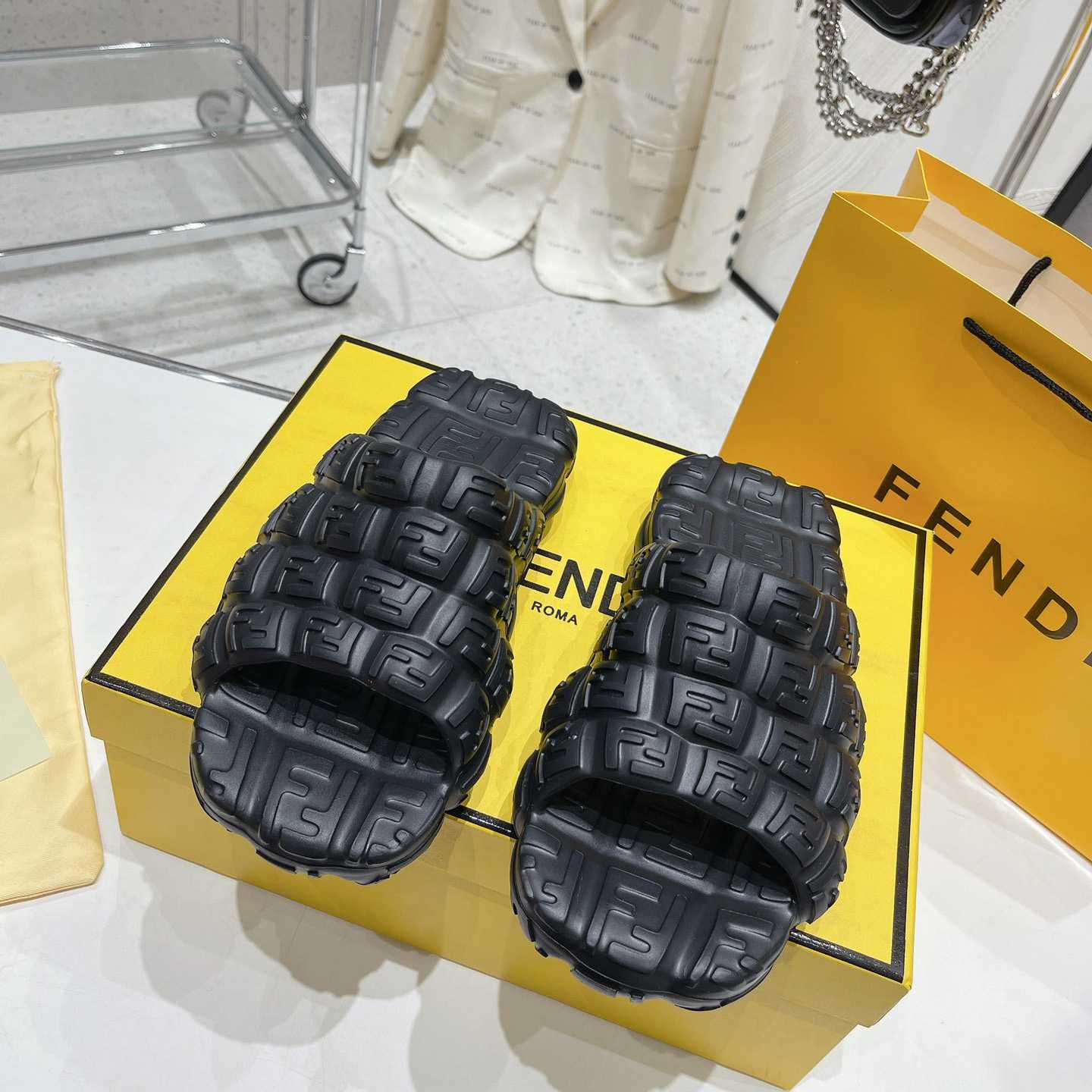 Fendi Cloud Slides Orange Rubber Slides - PerfectKickZ