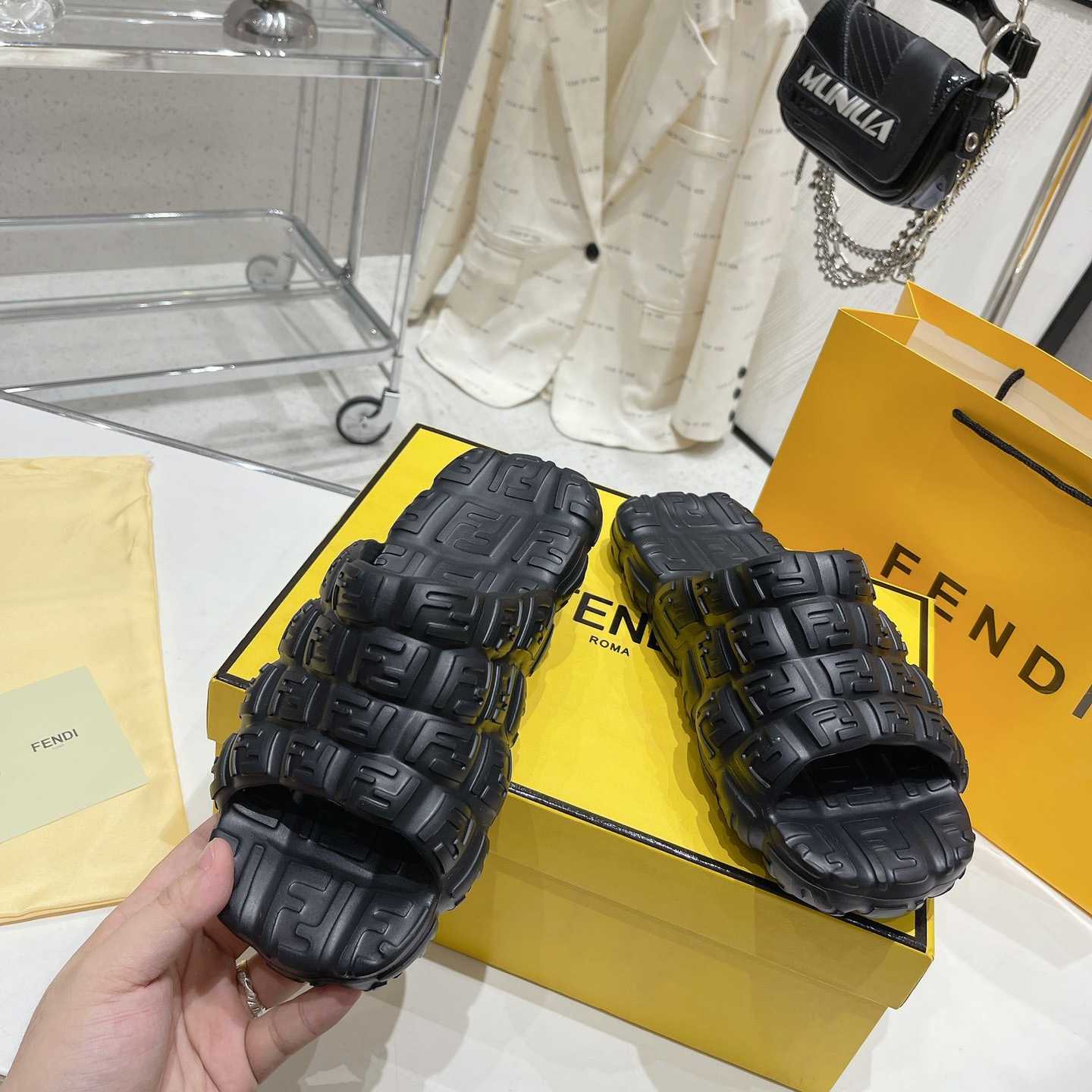 Fendi Cloud Slides Orange Rubber Slides - PerfectKickZ