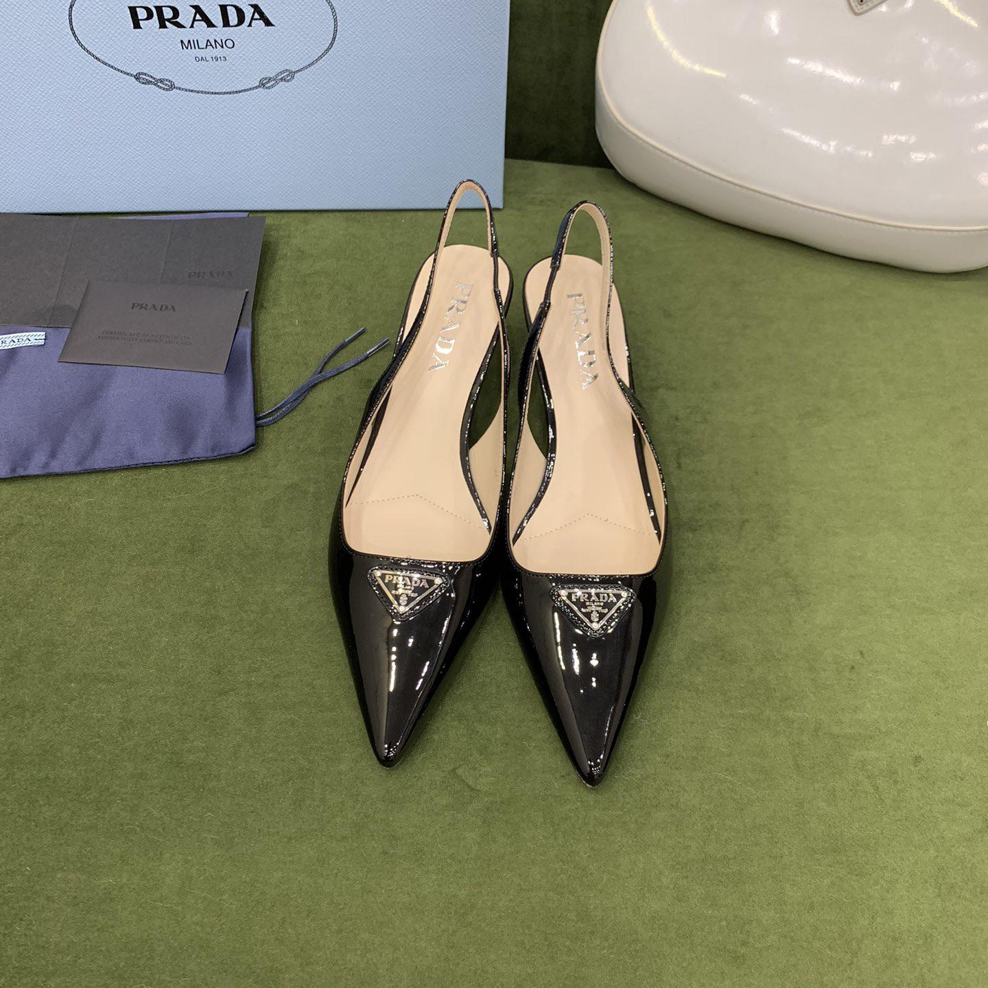 Prada Patent-leather Slingback Pumps - PerfectKickZ