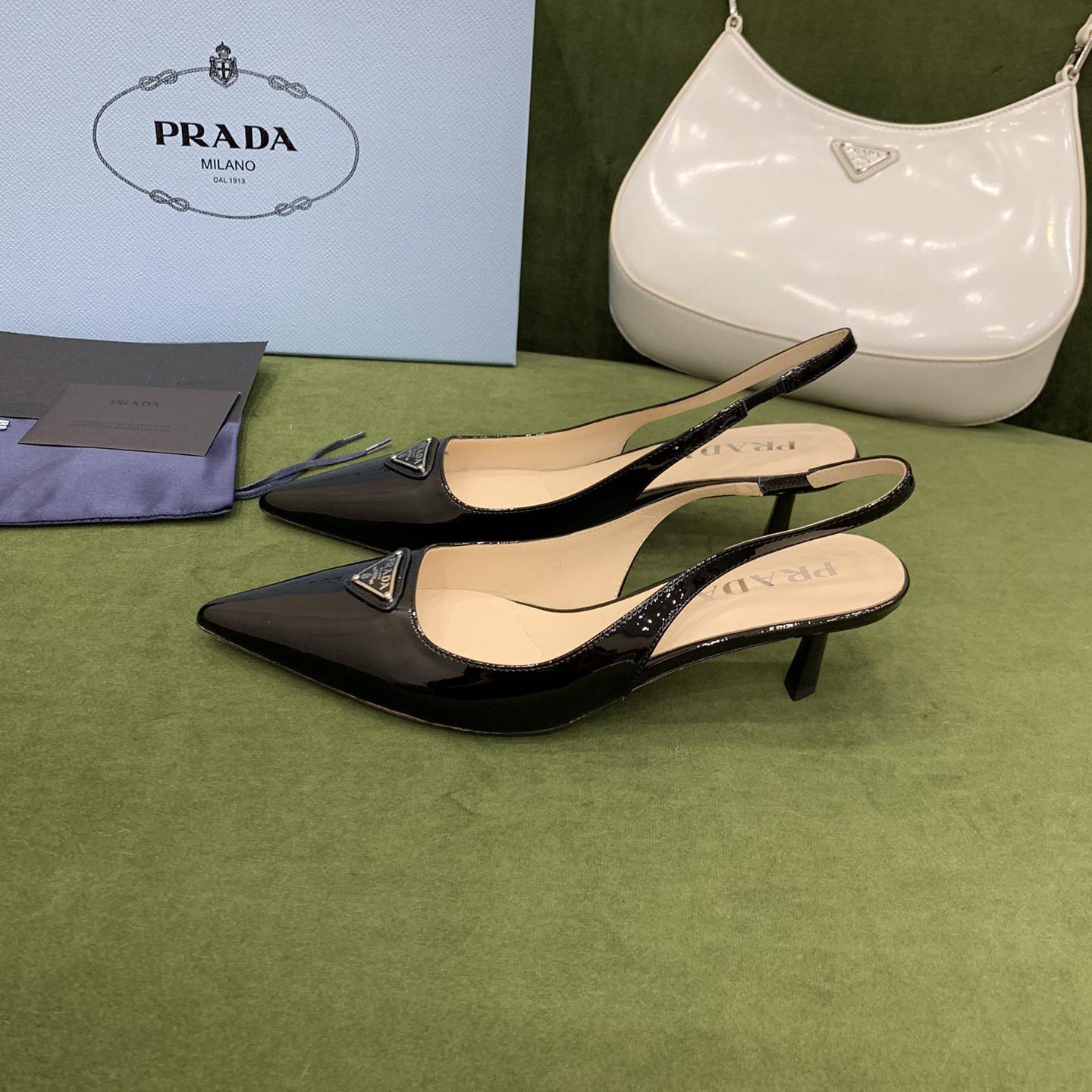 Prada Patent-leather Slingback Pumps - PerfectKickZ