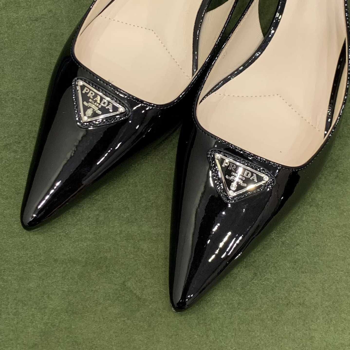 Prada Patent-leather Slingback Pumps - PerfectKickZ