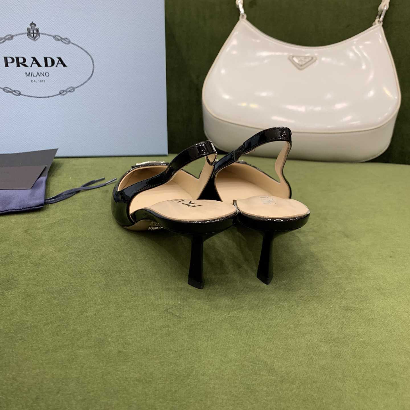 Prada Patent-leather Slingback Pumps - PerfectKickZ