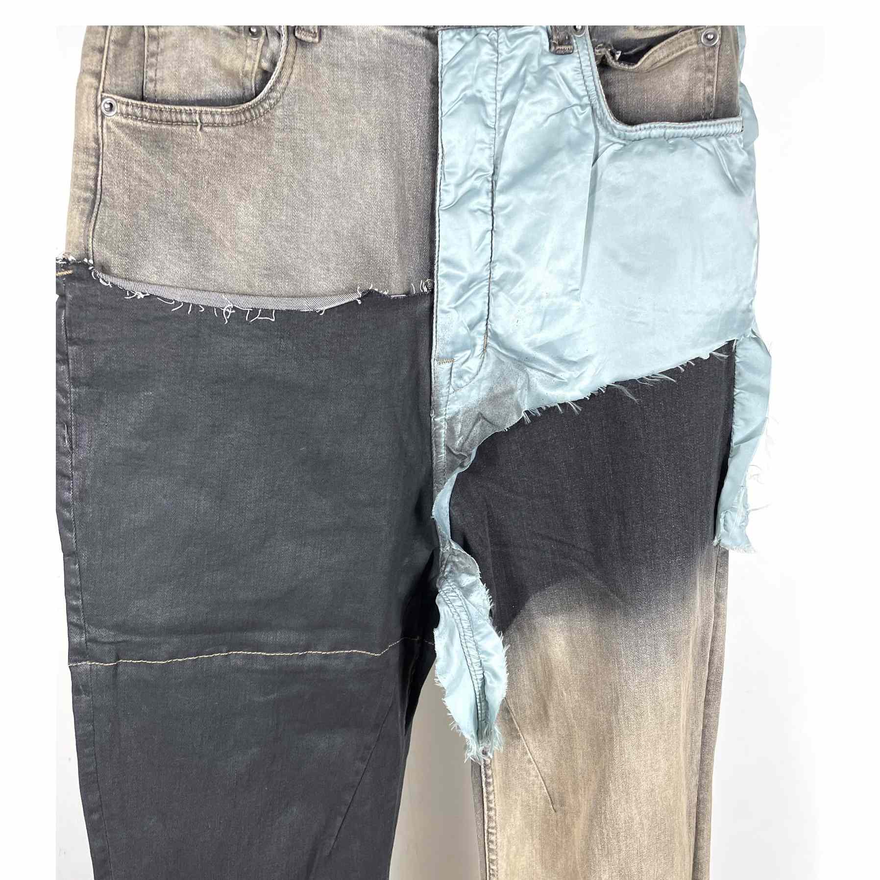 Rick Owens Asymmetric Patchwork Flared Jeans - PerfectKickZ